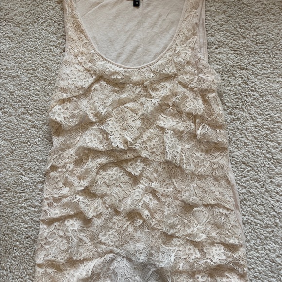 Cream Ruffle Lace Tank - Picture 3 of 3